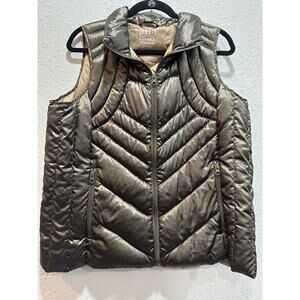 A.N.A packable Premium Down Vest Womens Large gold/green Puffer Outdoor Sz XL